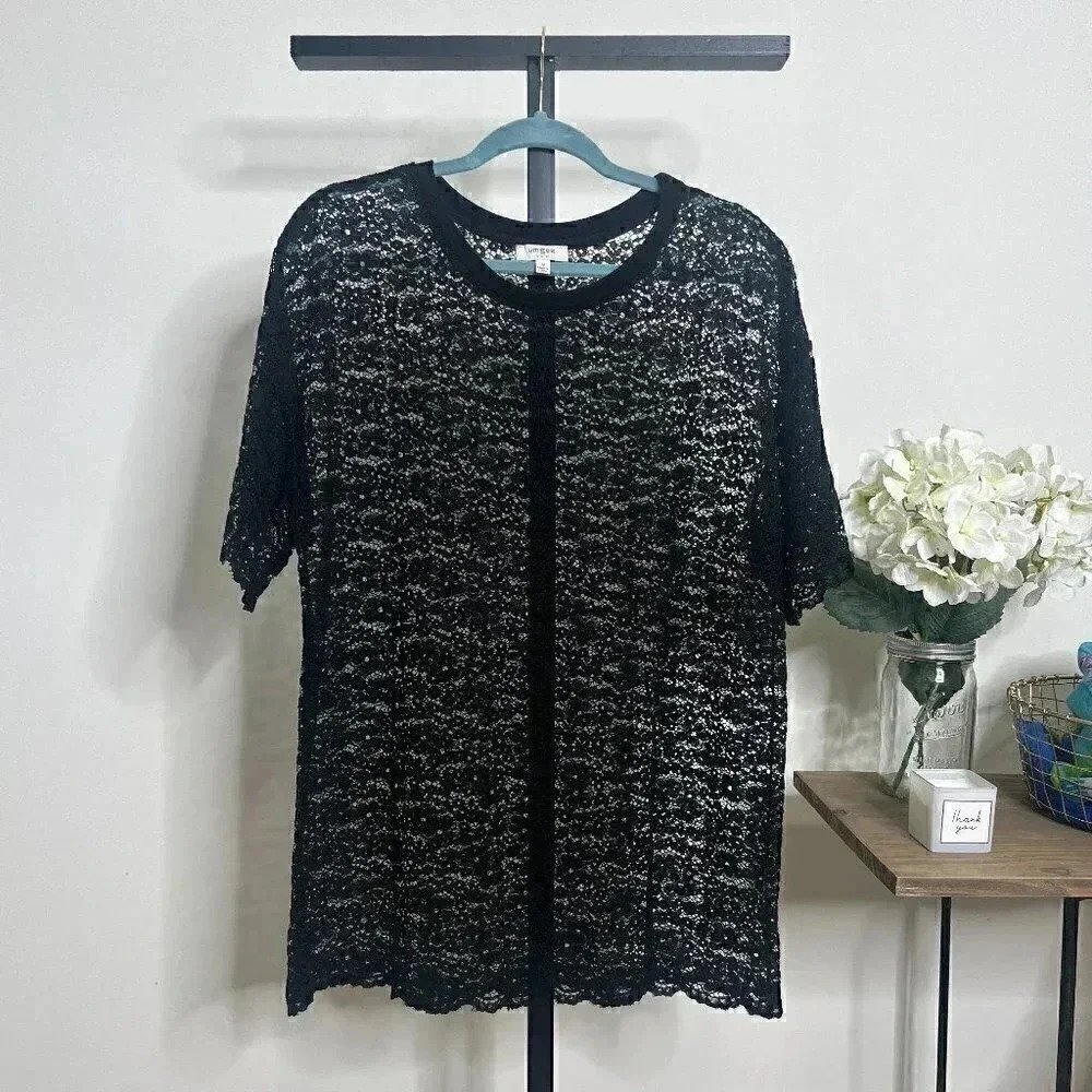Umgee Black Lace Short-Sleeve - Medium - Party - Tunic - Beach